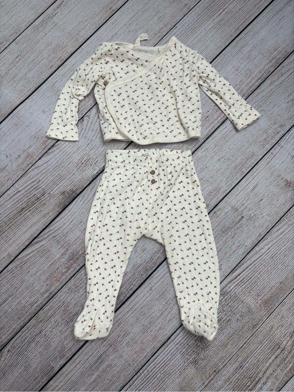 SNUG Cream Floral Baby Pajama Set - Soft Footed Sleepwear